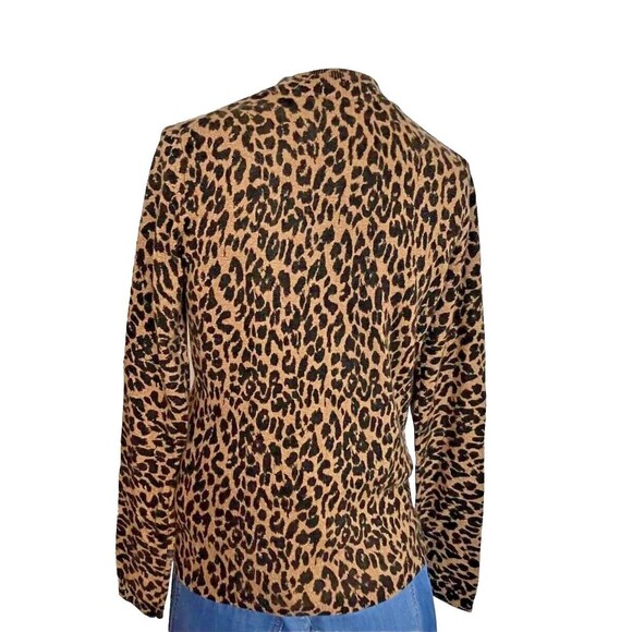 Neiman Marcus Women's Cashmere Collection Tight Knit Leopard Print Mock-Neck Sm - Picture 3 of 11